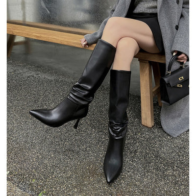 Botas Negras de Cuero Genuino Estilo Europeo y Americano para Mujer - Image 23