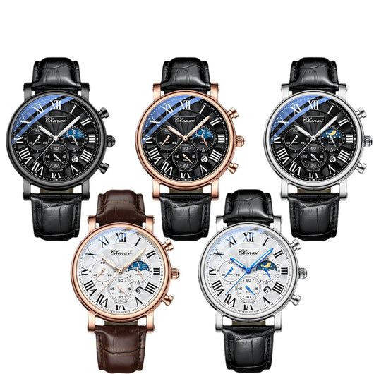 Reloj Empresarial Hombre Fases Lunares Calendario Resistente al Agua - Image 3