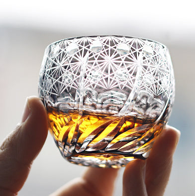 Juego de Copas de Cristal Edo Kiriko Coloreado