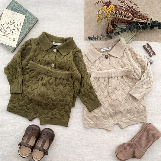 Conjunto de Cardigan y Jumper Unisex Estilo Europeo para Bebé