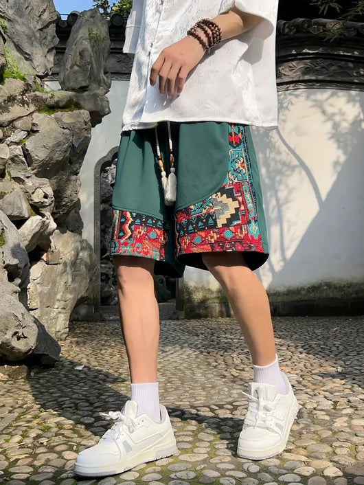 Pantalones Cortos Étnicos Holgados para Hombre - Image 19