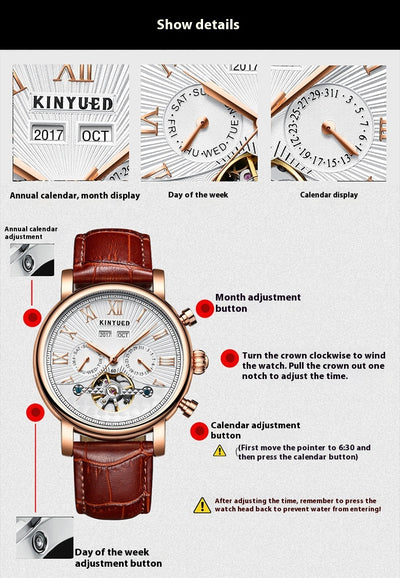 Reloj Mecánico Automático para Hombre en Cuero Auténtico con Diseño Calado - Image 10