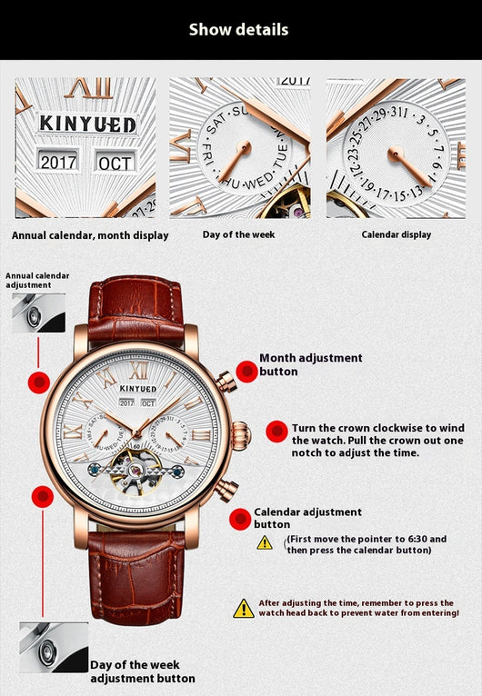 Reloj Mecánico Automático para Hombre en Cuero Auténtico con Diseño Calado - Image 10