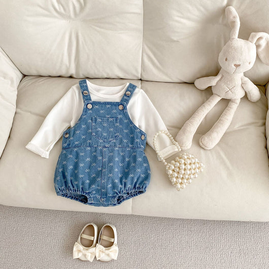 Enterizo para Bebé con Tirantes de Denim y Moño Jacquard - Image 39