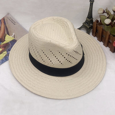 Sombrero Jazz de Paja con Cinta Rayada y Ala Plana - Image 19