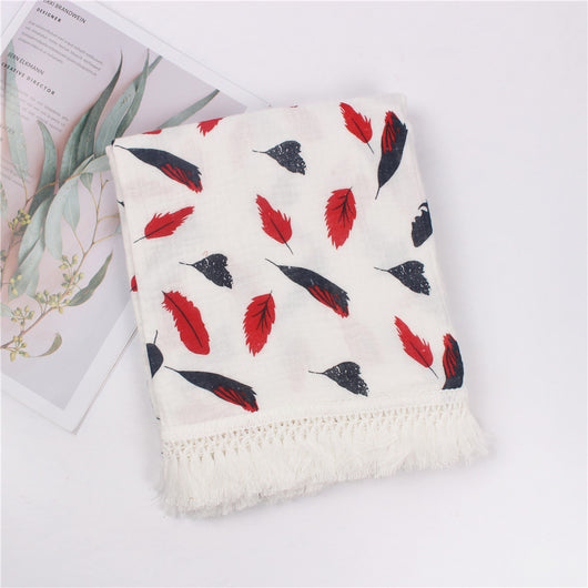 Manta de Algodón Estampada con Flecos para Bebé - Image 31