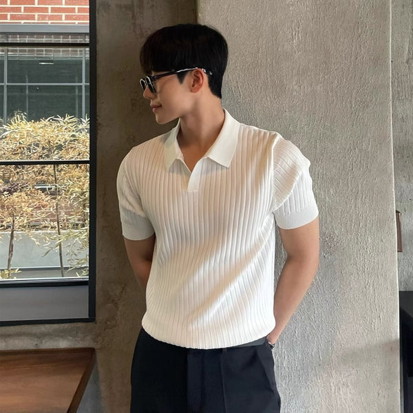 Polo Slim Fit Rayas Verano Hombre - Corte Coreano Elegante