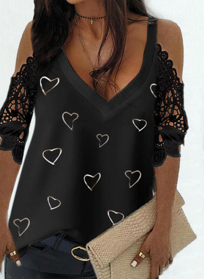 Blusa de Encaje Estampado con Hombros Descubiertos - Image 10