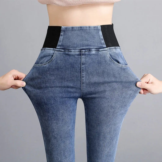 Jeans Skinny de Cintura Alta con Forro Polar Cálido y Cintura Elástica - Image 7