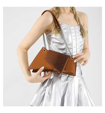 Cartera Cuadrada de Cuero Brillante con Patrón de Piedra para Mujer - Image 19