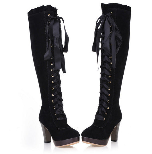 Botas Altas de Tacón Velvet con Tiras para Mujer - Image 7