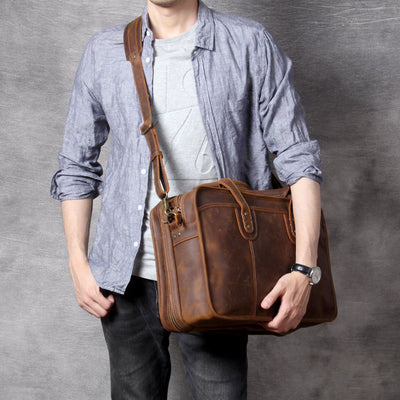 Bolsa para Laptop de Cuero Genuino Hecha a Mano - Image 18