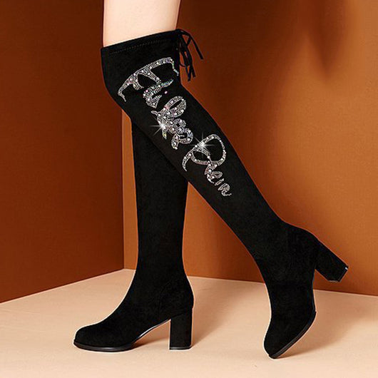 Botas de Tacón Alto con Strass para Otoño e Invierno - Image 11