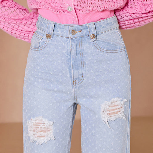 Pantalones Vaqueros Rotos Cintura Alta Versátiles para Mujer - Image 12