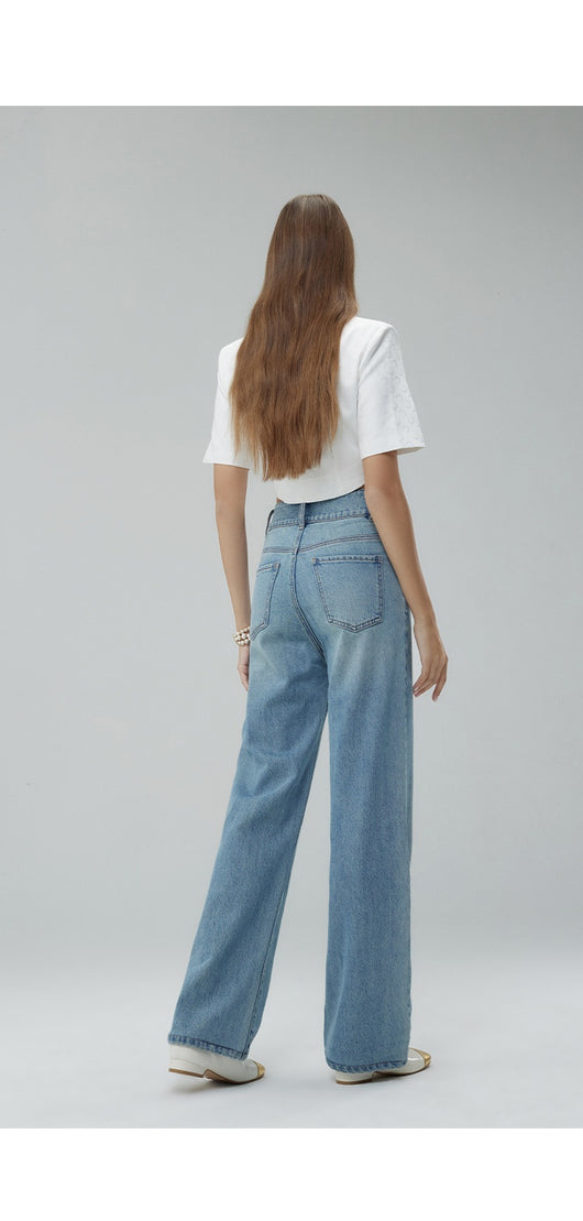 Pantalones Anchos Cintura Alta Estilo Retro con Detalles Rotos para Mujer - Image 10