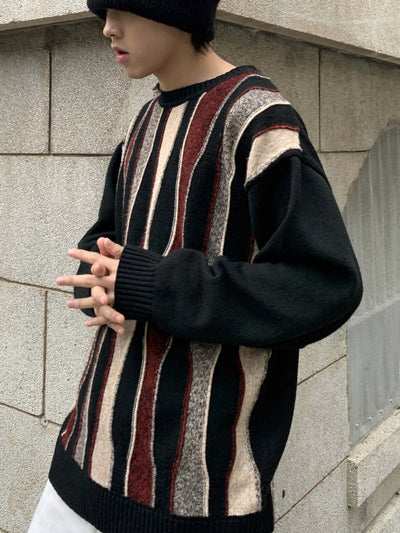 Suéter Retro de Rayas Cuello Redondo Unisex - Image 12