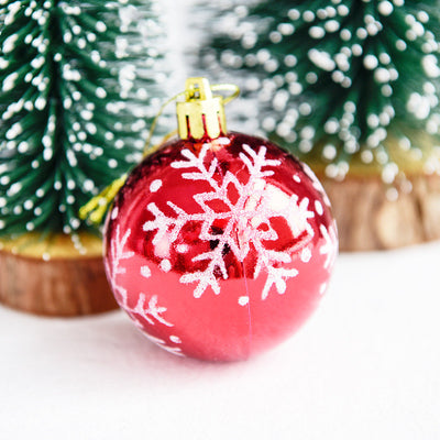 Adorno Navideño Árbol con Bolas Decorativas Pintadas de Copos de Nieve - Image 12