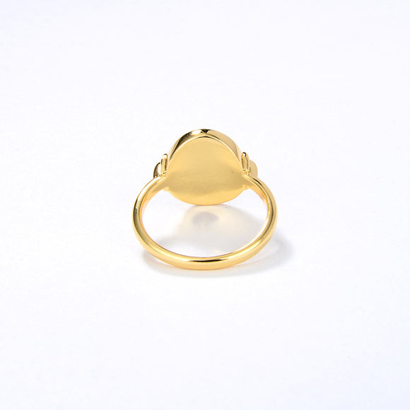 Anillo de Plata 925 con Baño de Oro 18K Diseño Ovalado Elegante