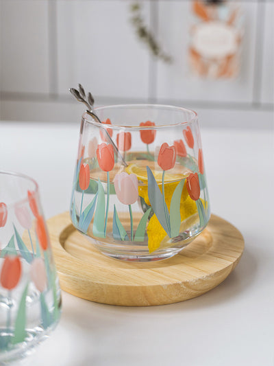 Vaso de Agua en Vidrio con Diseño de Tulipanes - Image 6
