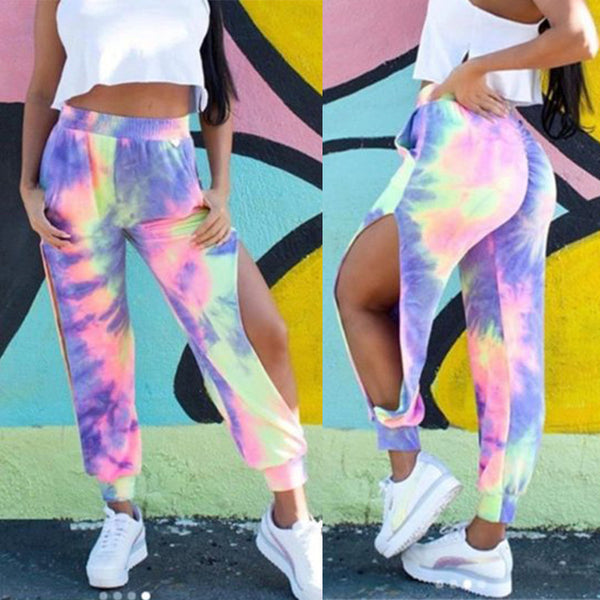 Pantalones Casuales con Estampado Tie-Dye Bicolor