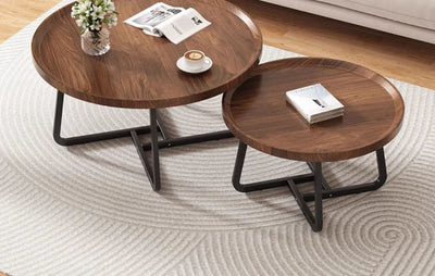 Mesa de Centro Redonda Madera Maciza Lujo Minimalista para Sala - Image 12