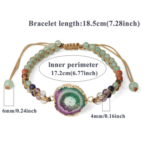 Pulsera de Yoga con Cuentas de Ágata Natural Trenzada para Mujer