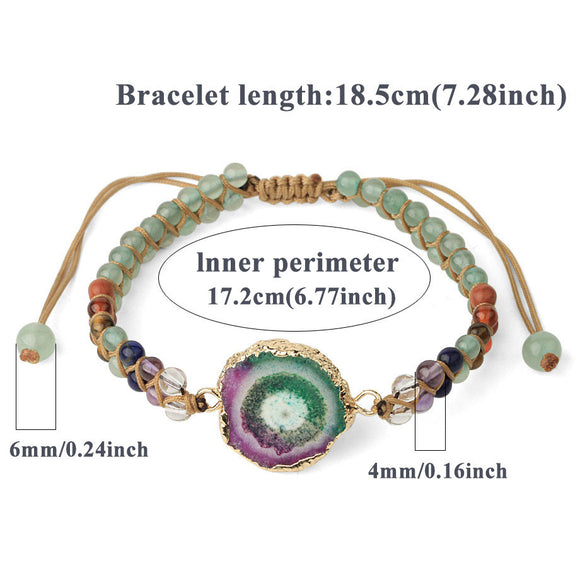 Pulsera de Yoga con Cuentas de Ágata Natural Trenzada para Mujer