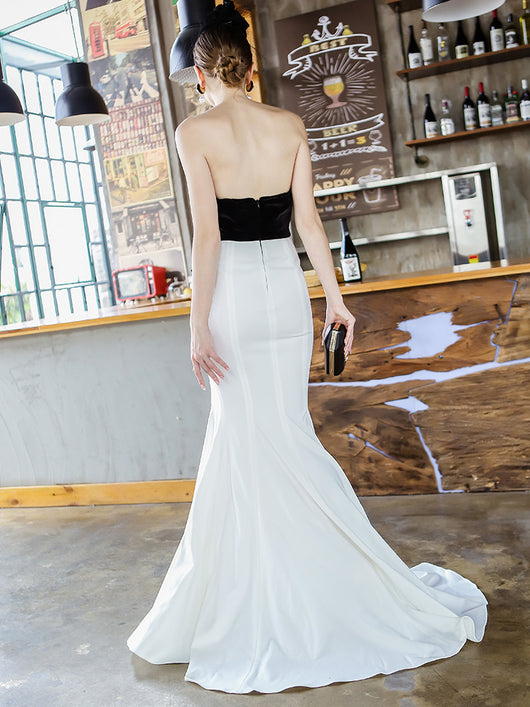 Vestido Fiesta Ajustado con Vuelo Sirena y Detalles de Contraste - Image 5