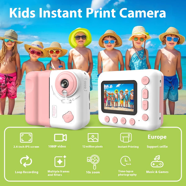 Cámara Infantil Selfie 1080p HD con Impresión Polaroid