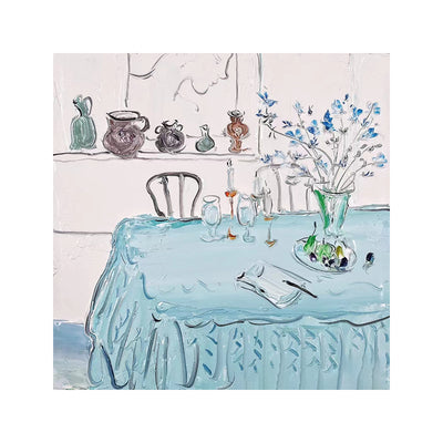Mesa de Comedor Nórdica Pintada a Mano con Textura Artesanal - Image 9