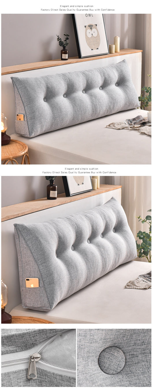 Cojín Triangular de Algodón y Lino Desmontable para Cabecera de Cama - Image 11