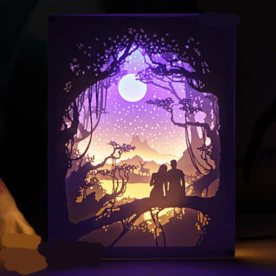 Lámpara de Mesa Recortada Luz y Sombra - Diseño Romántico Amantes de la Luna - Image 5