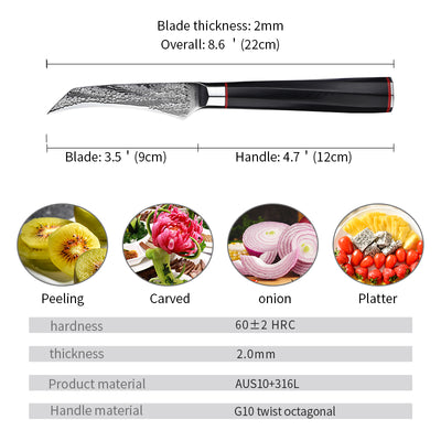 Cuchillo de Cocina Damasco Japonés Premium para Frutas y Verduras - Image 8