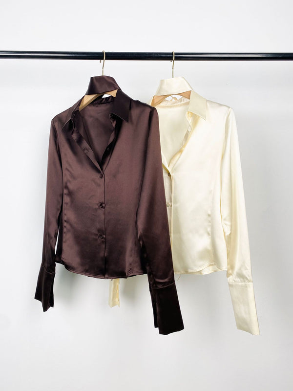 Blusa de Seda Slim para Mujer - Primavera y Otoño