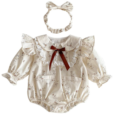 Vestido Romper para Bebé Niña con Mangas Volantes y Encaje - Image 5