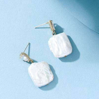 Aretes de Perla Barroca Natural en Plata S925 con Aguja - Image 5