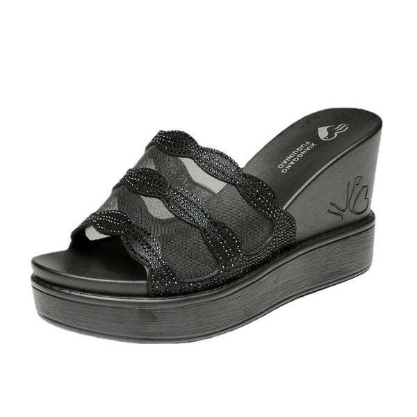 Sandalias Cuña para Mujer Piel Genuina Boca de Pez - Image 3