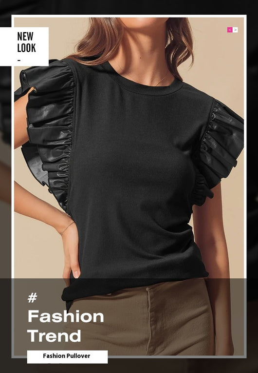 Playera de Algodón para Mujer con Detalles de Malla y Volantes - Image 10