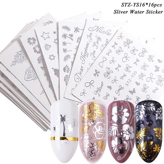 Set de Stickers para Uñas con Flores de Encaje Blanco y Negro - Image 15