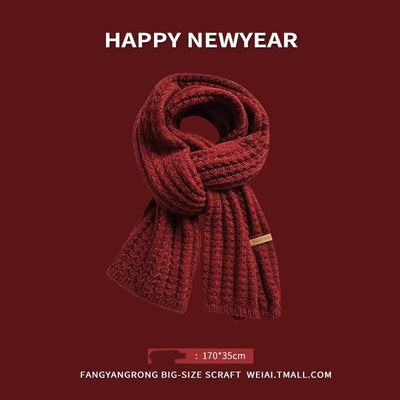 Bufanda Roja de Lana Tejida para Invierno - Diseño Navideño Mujer - Image 7