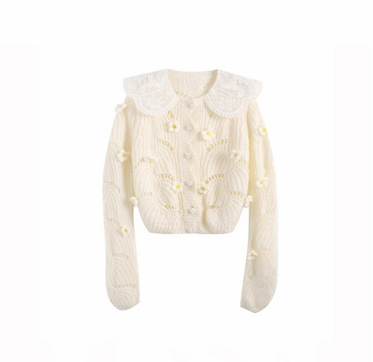 Blusa Blanca Manga Larga con Bordado Calado