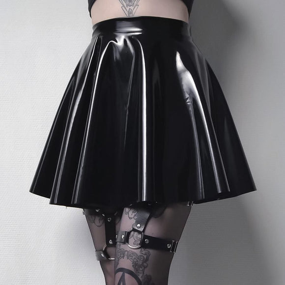 Falda de Cuero PU Brillante para Mujer - Estilo Moderno y Sofisticado