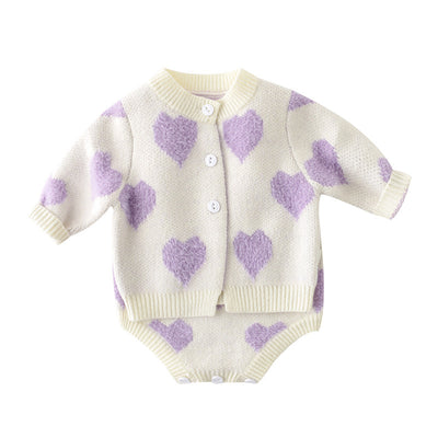 Enterizo Tejido para Bebé Niña con Corazón y Mangas Largas - Primavera Otoño - Image 12