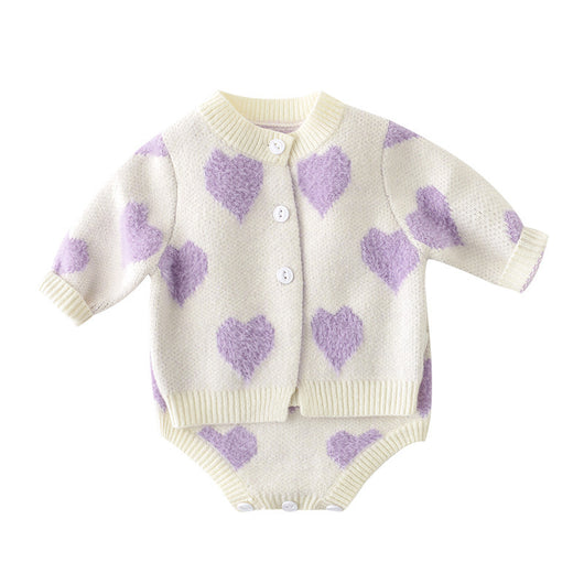 Enterizo Tejido para Bebé Niña con Corazón y Mangas Largas - Primavera Otoño - Image 12
