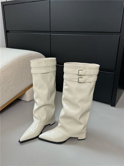 Botas Largas Hasta la Rodilla con Tacón Grueso y Punta Afilada - Image 9