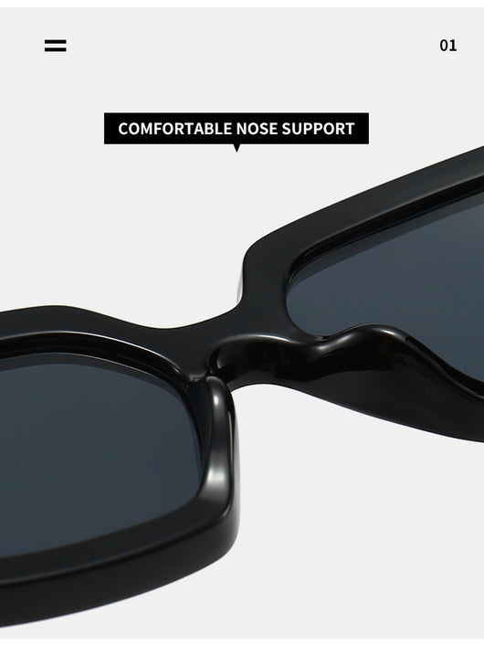 Beige square frame sunglasses with dark gray lenses, featuring a thick, fashion-forward design. - Image 29