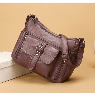 Bolsa Mensajero de Cuero Auténtico Retro Gran Capacidad - Image 12