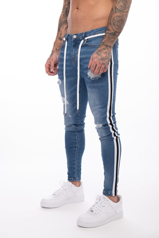 Pantalón Slim Fit con Rasgados y Rayas para Hombre - Image 6