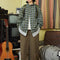 Retro Shirt Coat with Lapels and Decorative Stitching Details