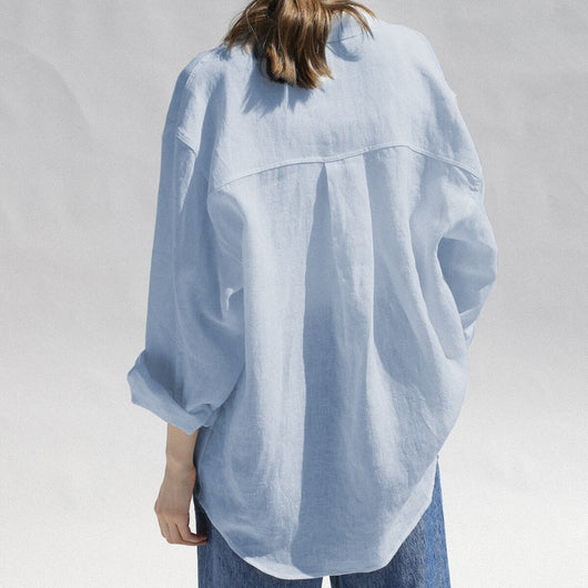 Camisa de Lino Puro Diseño Exclusivo Cuello Solapa Mujer - Image 4